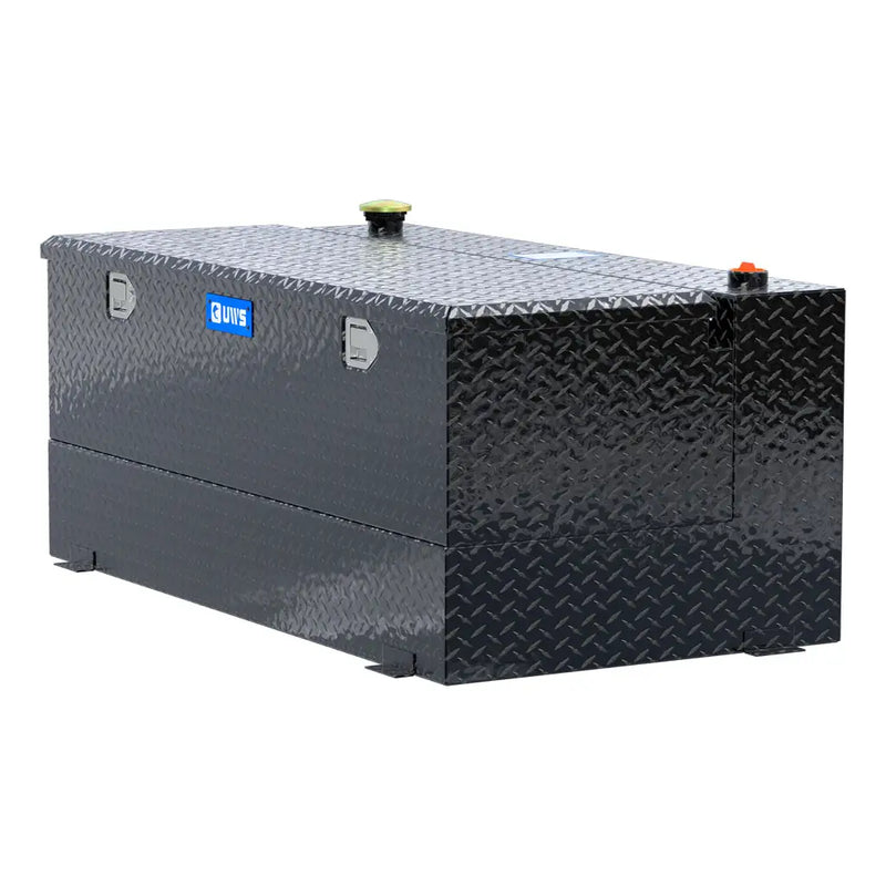 UWS TT-100-CB-B 100-gallon combo transfer tank in gloss black, rear three-quarter view