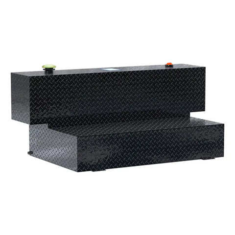 UWS TT-100HH-B 100-gallon l-shaped hammerhead transfer tank in gloss black, three-quarter studio view