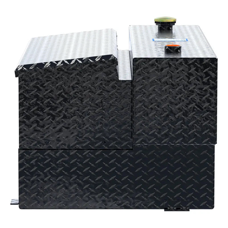 UWS TT-100HH-CB-B 100-gallon combo hammerhead transfer tank in gloss black, end-on side view