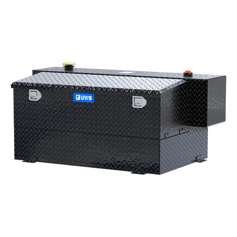 UWS TT-100HH-CB-B 100-gallon combo hammerhead transfer tank in gloss black, front three-quarter studio view