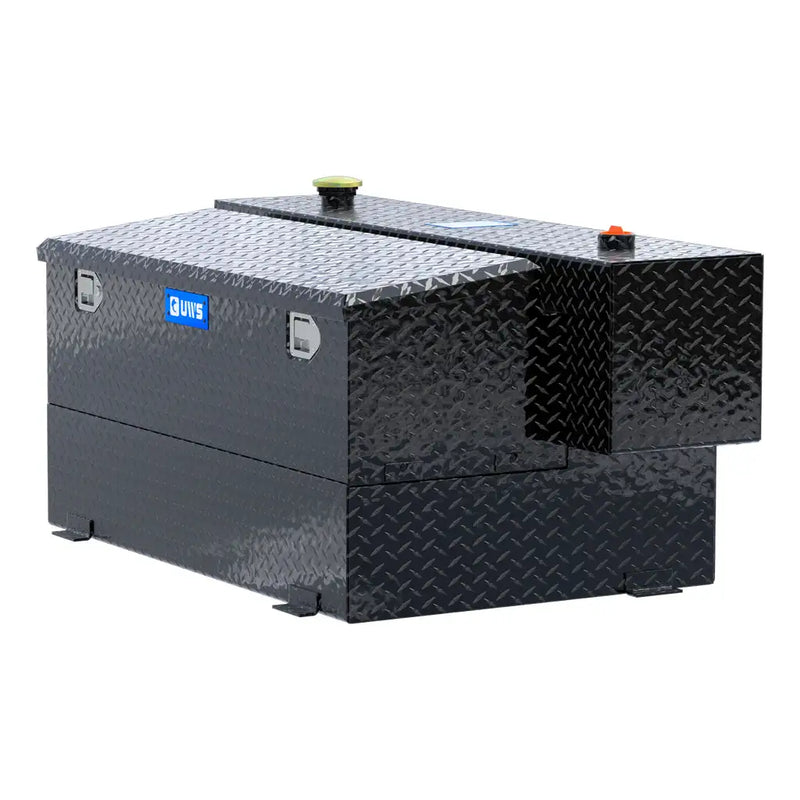 UWS TT-100HH-CB-B 100-gallon combo hammerhead transfer tank in gloss black, rear three-quarter view
