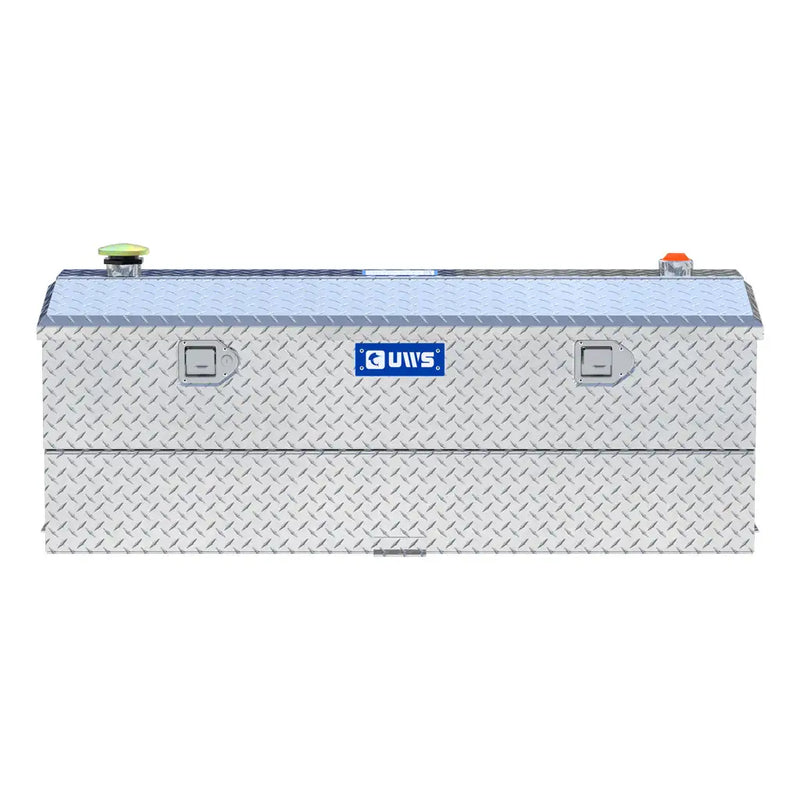 UWS TT-45-COMBO 45-gallon combo transfer tank in bright aluminum, straight-on front view