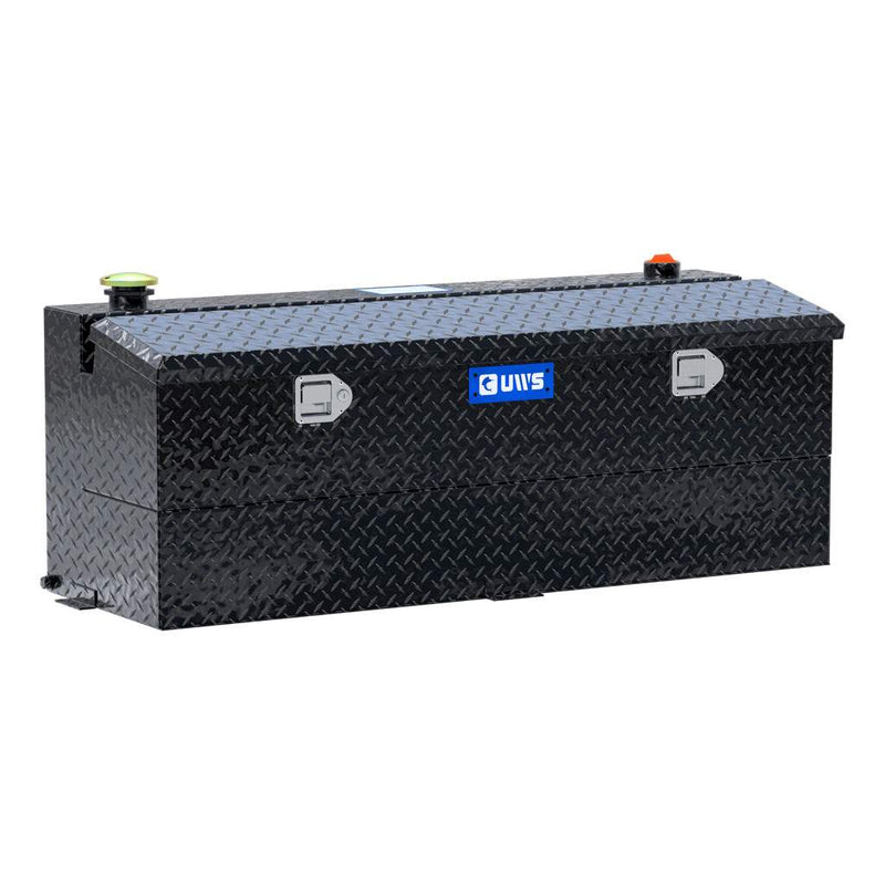 UWS TT-45-COMBO-BLK 45-gallon combo transfer tank in gloss black, three-quarter studio view