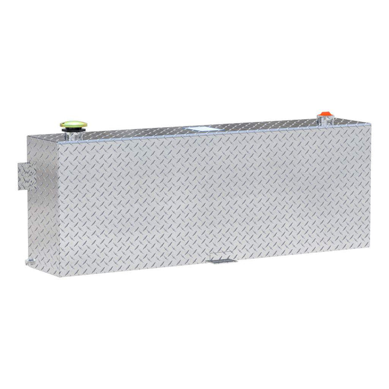 UWS TT-45-R-T-P 45-gallon rectangular transfer tank in bright aluminum, three-quarter studio view