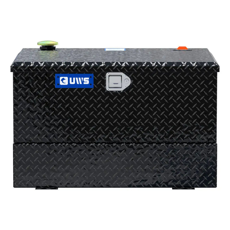 UWS TT-50-COMBO-BLK 50-gallon combo transfer tank in gloss black, straight-on front view