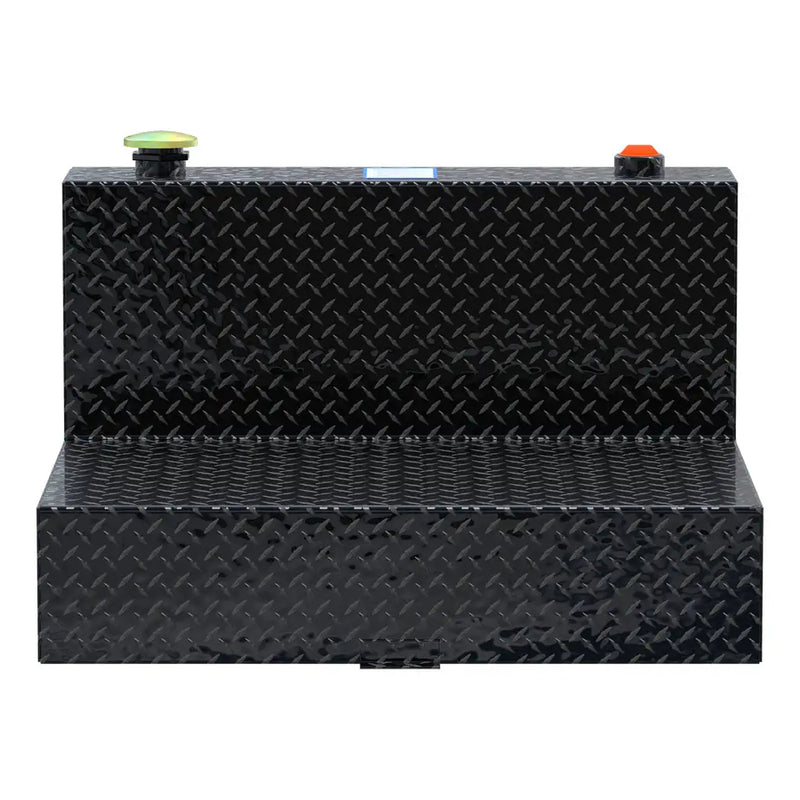 UWS TT-50-L-T-P-BLK 50-gallon l-shaped transfer tank in gloss black, straight-on front view