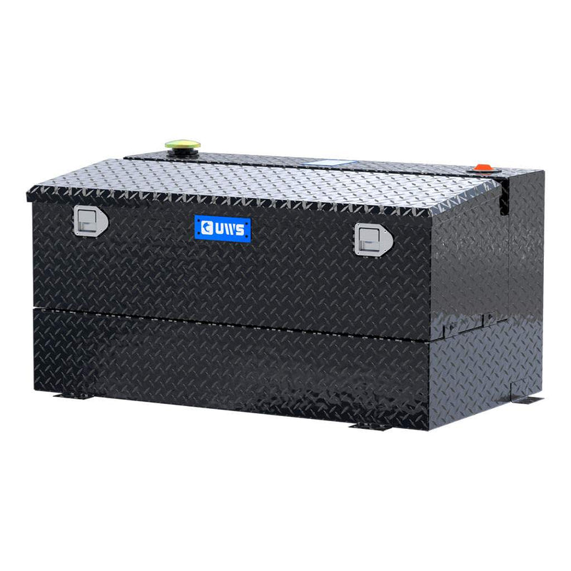 UWS TT-75-COMBO-BLK 75-gallon combo transfer tank in gloss black, front three-quarter studio view