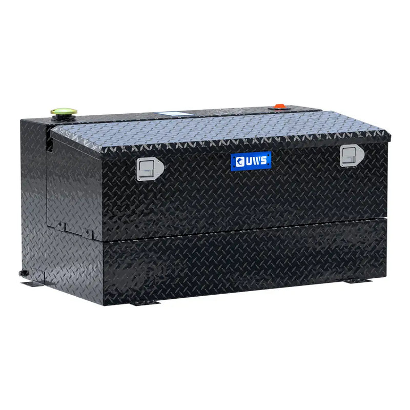 UWS TT-75-COMBO-BLK 75-gallon combo transfer tank in gloss black, three-quarter studio view