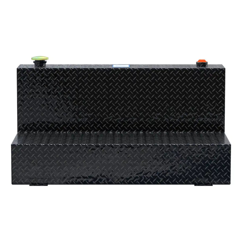 UWS TT-75-L-T-P-BLK 75-gallon l-shaped transfer tank in gloss black, straight-on front view