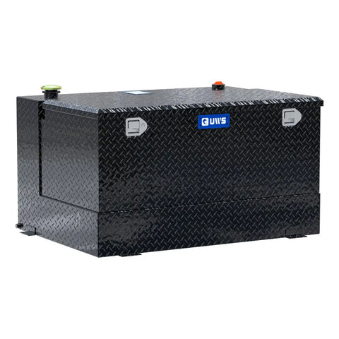 UWS TT-85-COMBO-BLK 85-gallon combo transfer tank in gloss black, three-quarter studio view