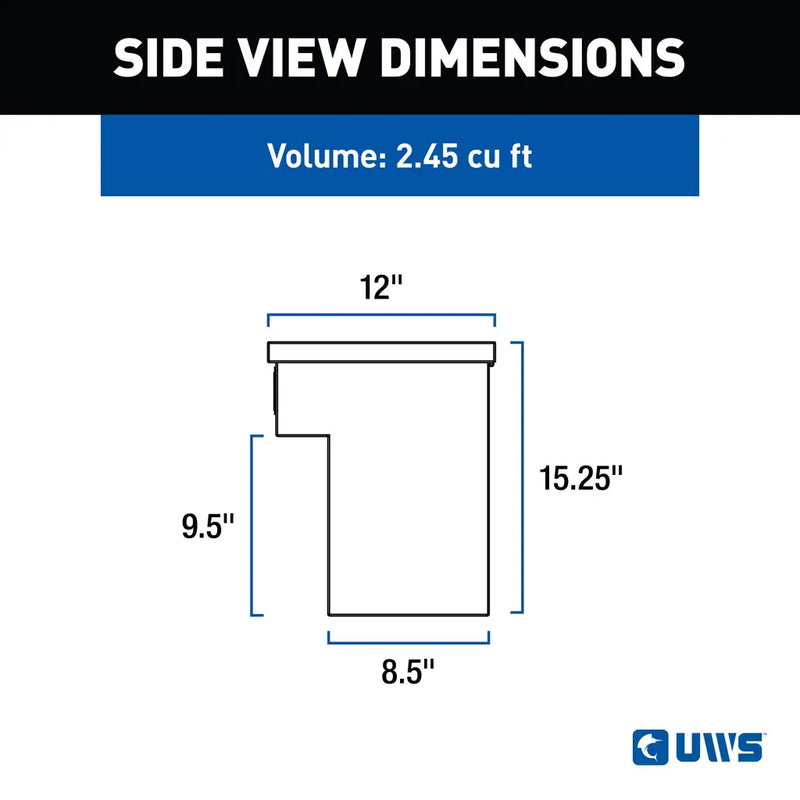 UWS side view dimension drawing for the UTV-SM33-MB