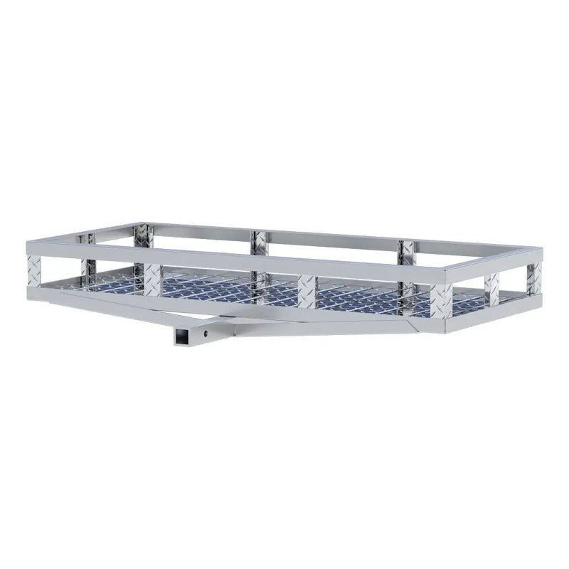 UWS 51" x 23" Aluminum Hitch Cargo Carrier front three-quarter view from the opposite side
