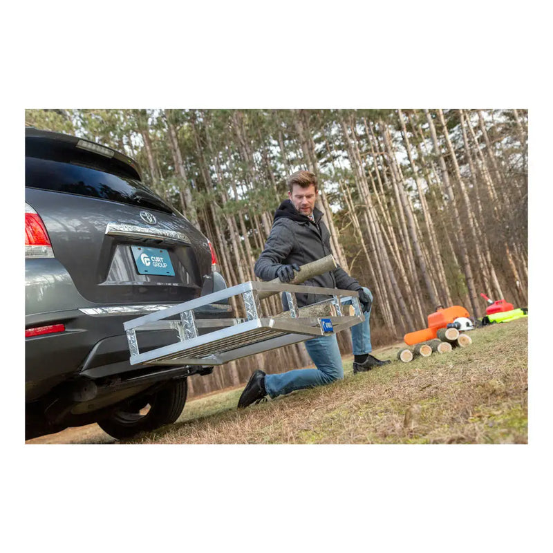 UWS 51" x 23" Aluminum Hitch Cargo Carrier in use