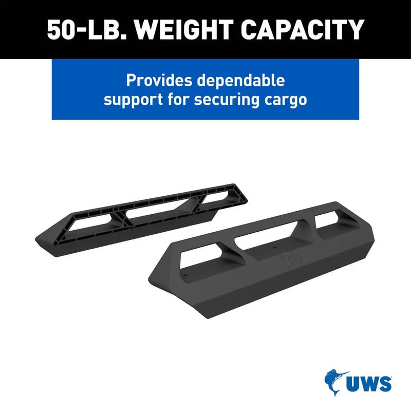UWS 50 lb weight capacity information card for the tie-down side rails