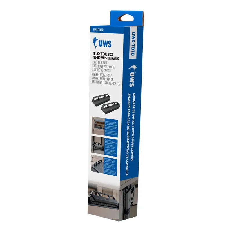 UWS-TBTD retail packaging: the tie-down side rail pair in its labeled carton