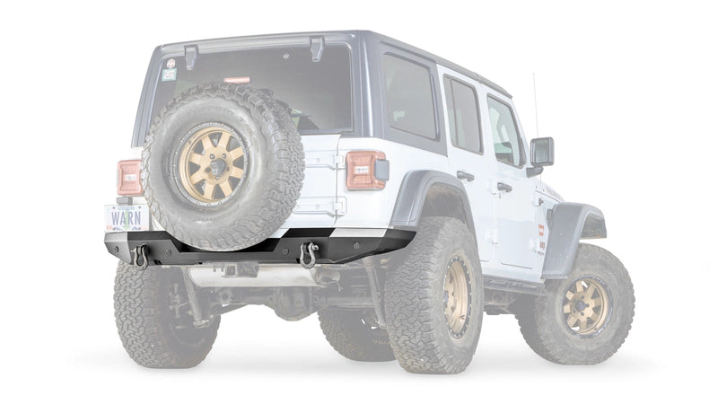 Warn Elite Rear Bumper for 2018-2026 Jeep Wrangler, ghost view with the vehicle faded to show the bumper