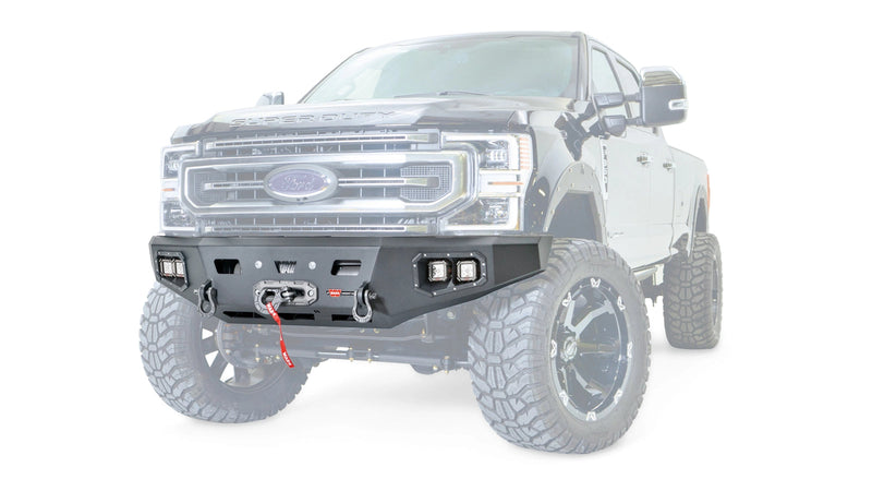 Warn Ascent HD Front Bumper for 2017-2021 Ford F-250/F-350 Super Duty, ghost view showing the bumper with the vehicle faded out