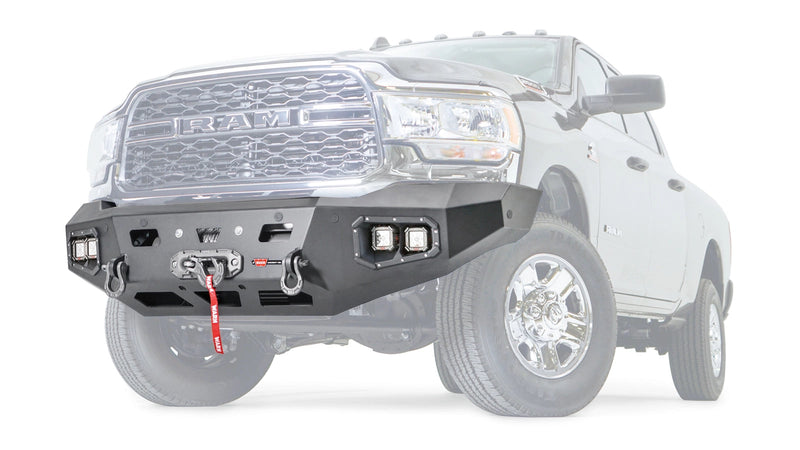 Warn Ascent HD Front Bumper for 2019-2026 Ram 2500/3500/4500/5500, ghost view showing the bumper with the vehicle faded out