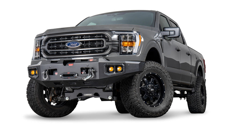 Warn Ascent Front Bumper for 2021-2023 Ford F-150, shown installed on the truck