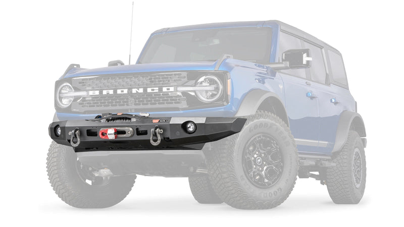Warn Elite Front Bumper for 2021-2026 Ford Bronco, ghost view with the vehicle faded to show the bumper