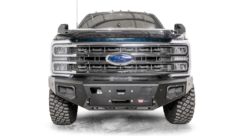 Warn Ascent HD Front Bumper for 2023-2026 Ford F-250/F-350/F-450/F-550 Super Duty, front view on the truck