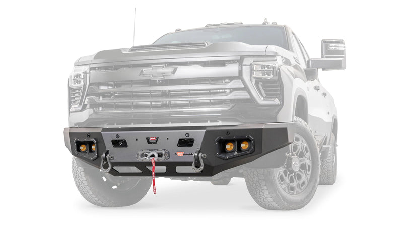 Warn Ascent HD Front Bumper for 2024-2026 Chevrolet Silverado 2500/3500 HD, ghost view showing the bumper with the vehicle faded out