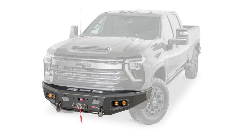Warn Ascent HD Front Bumper for 2024-2026 Chevrolet Silverado 2500/3500 HD, ghost view showing the bumper with the vehicle faded out