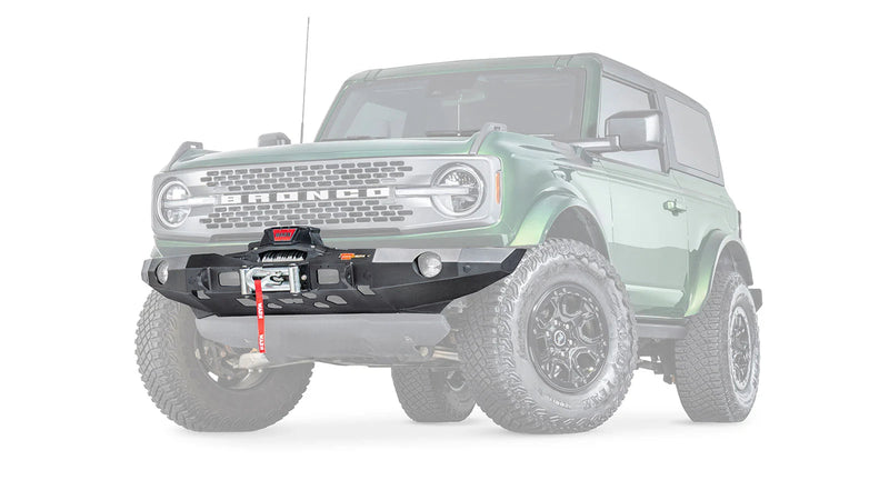 Warn Elite Front Bumper for 2021-2026 Ford Bronco, ghost view with the vehicle faded to show the bumper