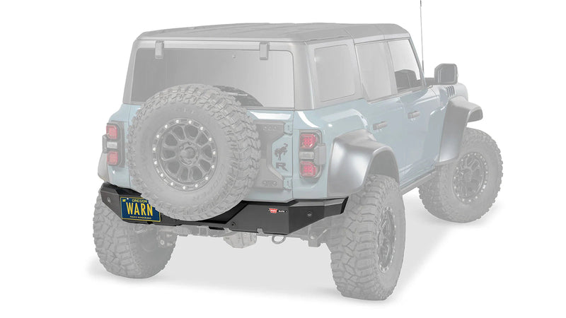 Warn Elite Rear Bumper for 2021-2026 Ford Bronco, ghost view with the vehicle faded to show the bumper