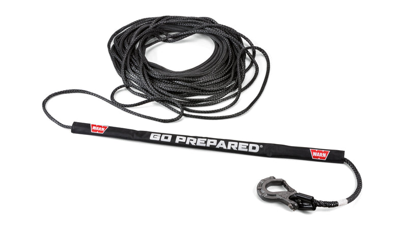Warn removable rope abrasion sleeve, shown fitted on a winch rope with hook; sleeve only, the rope and hook are not included
