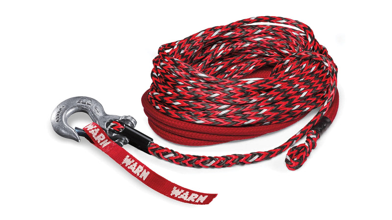 Warn Spydura Nightline 3/8" x 100 ft red and black synthetic winch rope with hook