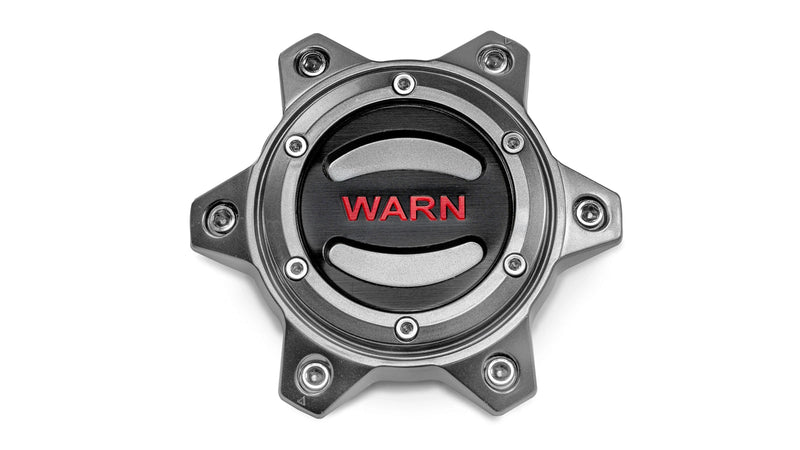 Warn Optional Wheel Center Cap - Gunmetal/Red 6 Lug, studio view