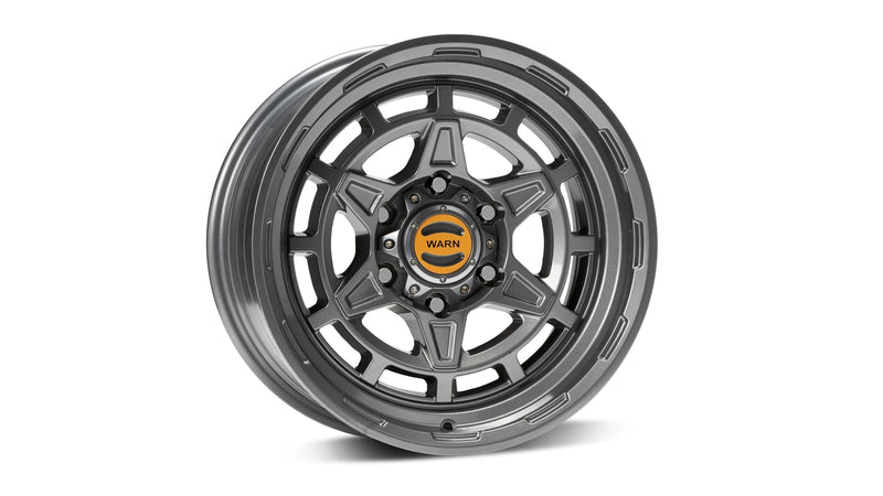 Warn Epic Diamond Cutter Wheel - Gray 6 Lug, studio view