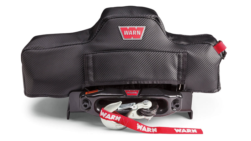 Warn Winch Cover for VR and VR EVO winches, fitted on a winch