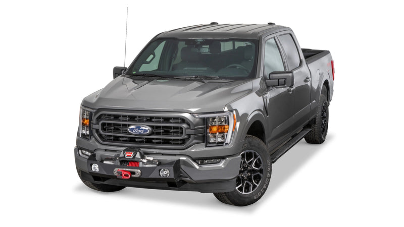 Warn Trans4mer Gen III Mounting Brackets for 2021-2025 Ford F-150, shown installed behind the Trans4mer winch carrier (sold separately)