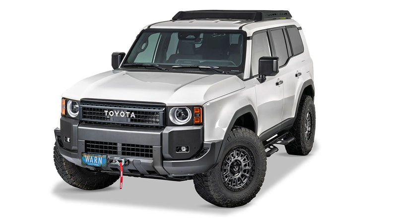 Warn Fully Hidden Winch Mount Kit for 2024-2026 Toyota Land Cruiser, shown installed on the vehicle