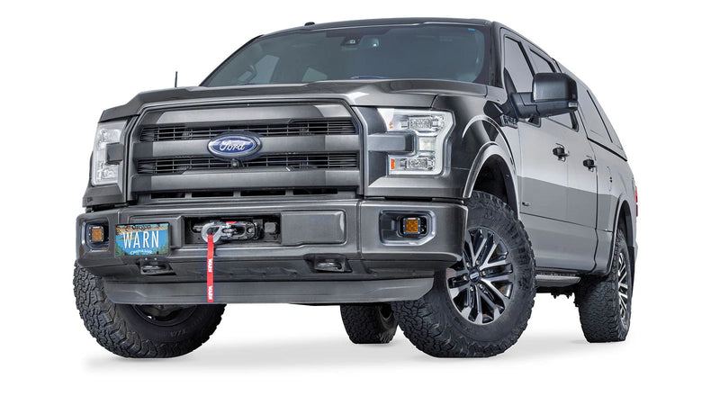 Warn Fully Hidden Winch Mount Kit for 2019-2023 Ford F-150, shown installed on a Ford F-150