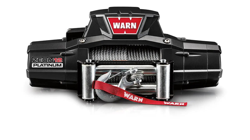 Warn ZEON Platinum 12 Winch with steel wire rope, front view