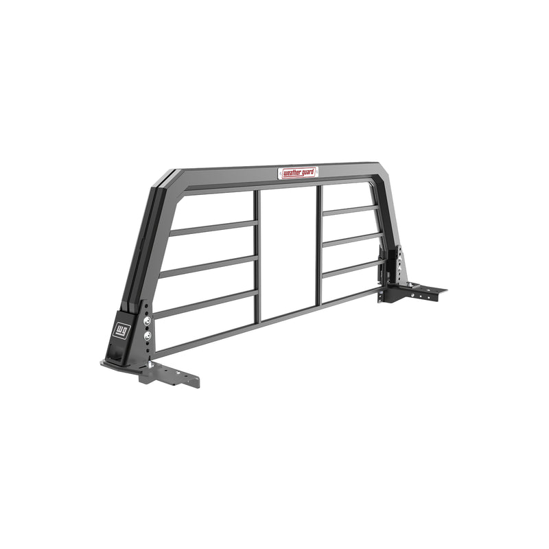 Weather Guard 11908-52-01 half bar aluminum headache rack in matte black, studio three-quarter view