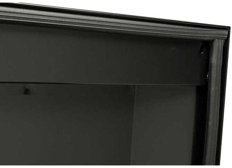Weather Guard 126-5-03 steel crossover saddle truck tool box in gloss black, weather-seal and lid edge detail