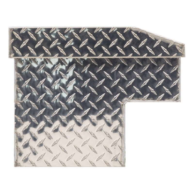 Weather Guard 164-0-04 Lo-Side box in bright aluminum diamond plate, side profile showing the body depth and the bed-rail notch