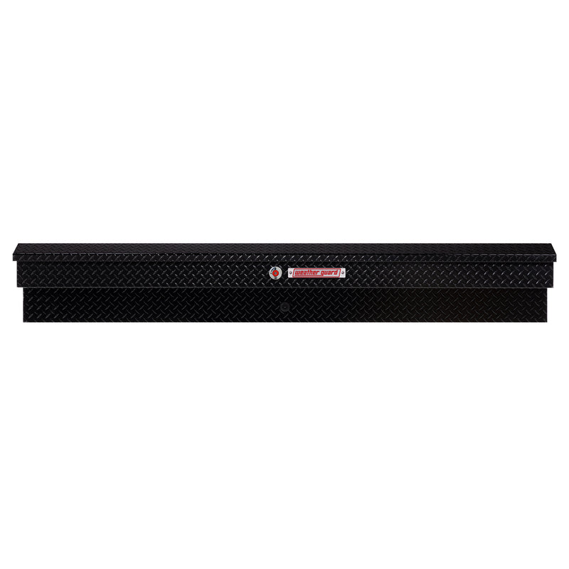 Weather Guard 164-5-04 Lo-Side box in gloss black, straight-on front elevation with the lid closed