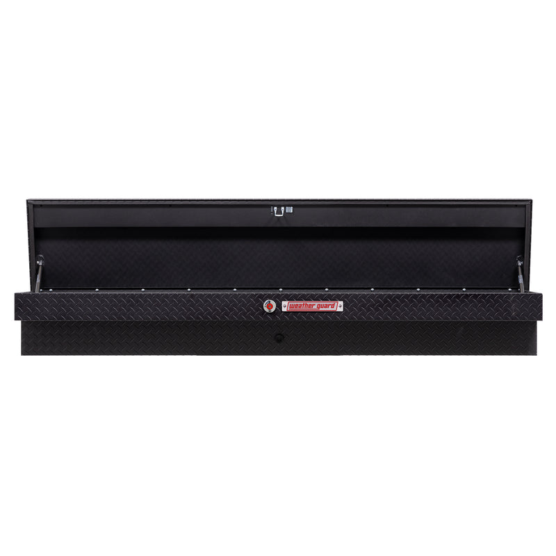 Weather Guard 164-52-04 Lo-Side box in textured matte black, straight-on front view with the lid open, showing the full interior
