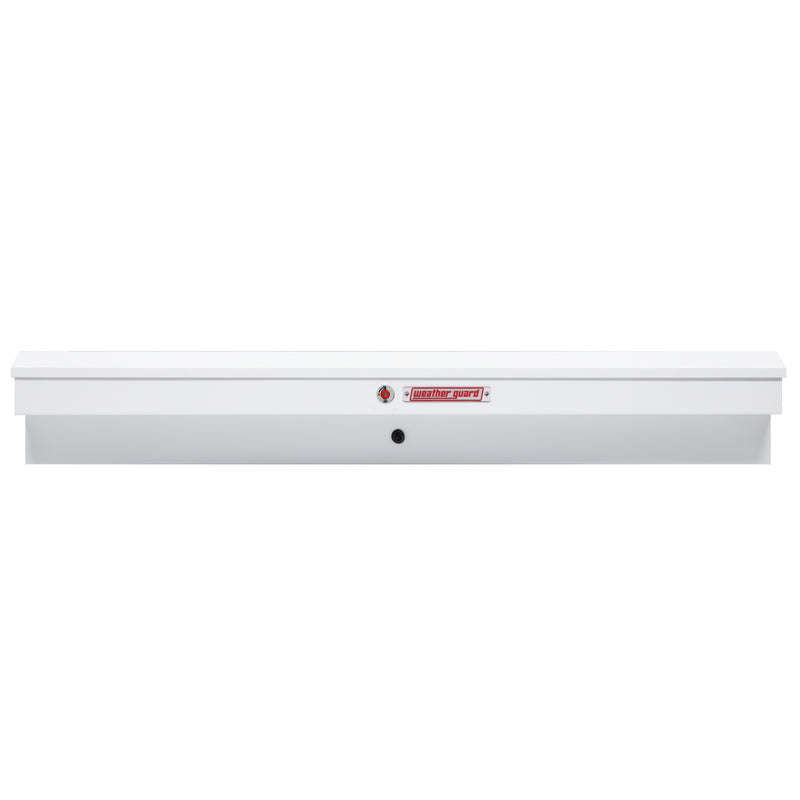 Weather Guard 165-3-04 Lo-Side box in brite white, straight-on front elevation with the lid closed