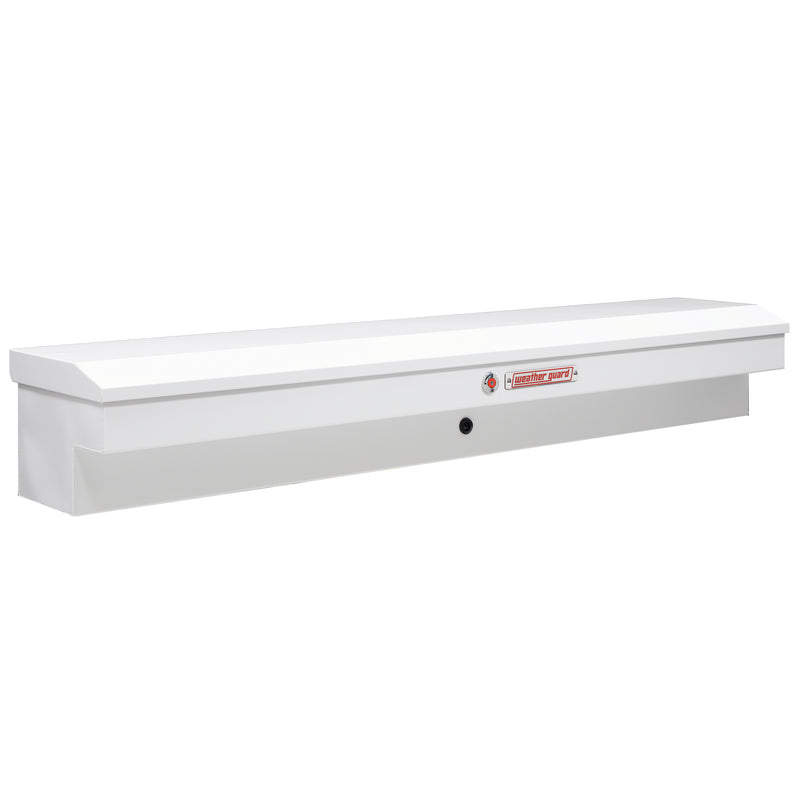 Weather Guard 165-3-04 Lo-Side box in brite white, front three-quarter studio view with the lid closed