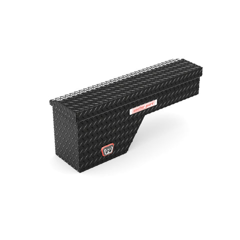 Weather Guard 172-5-04 wheel well box in gloss black, front three-quarter studio view with the lid closed
