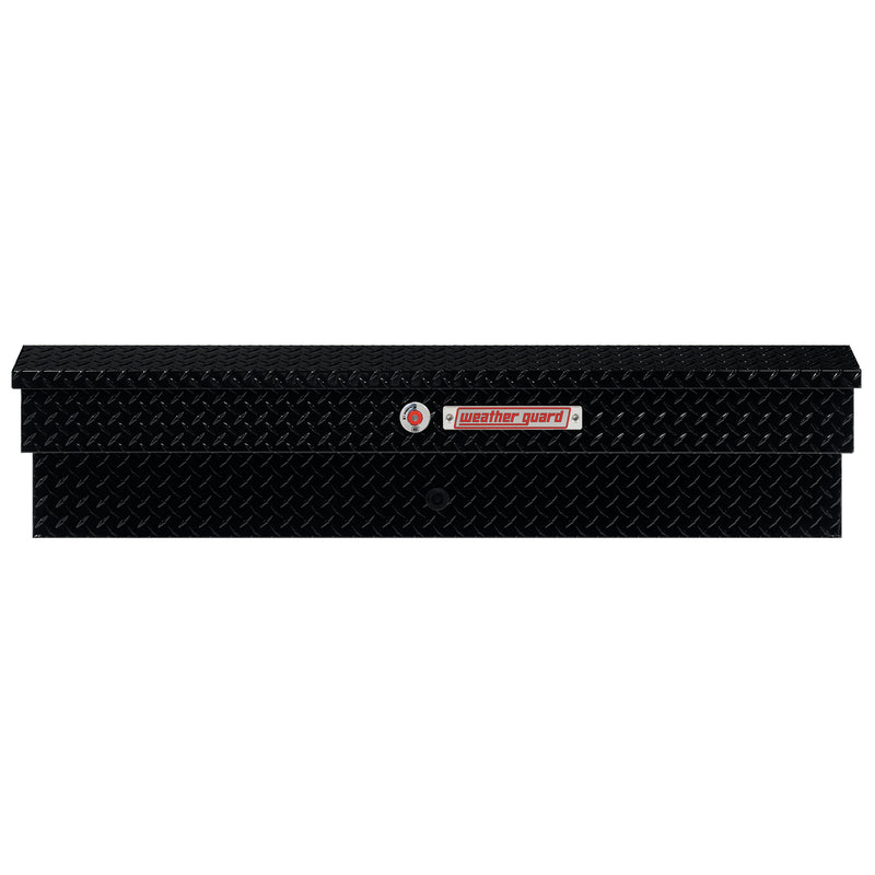 Weather Guard 174-5-04 Lo-Side box in gloss black, straight-on front elevation with the lid closed