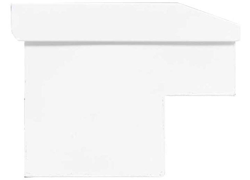 End profile of the Weather Guard 175-3-03 56 in Lo-Side box showing the stepped low-side shape in White smooth steel that rides over the bed rail