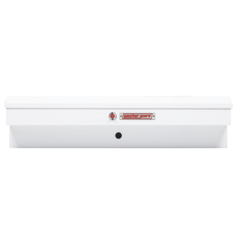 Weather Guard 175-3-04 Lo-Side box in brite white, straight-on front elevation with the lid closed
