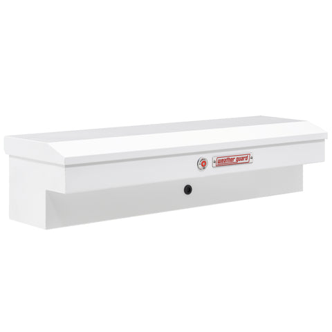 Weather Guard 175-3-04 Lo-Side box in brite white, front three-quarter studio view with the lid closed